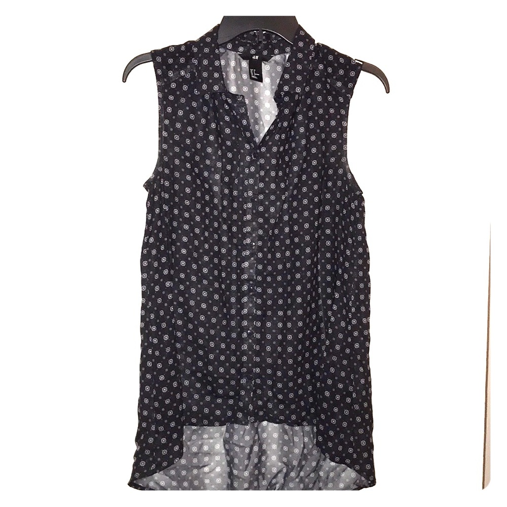 H&M Black & white print hi-low top